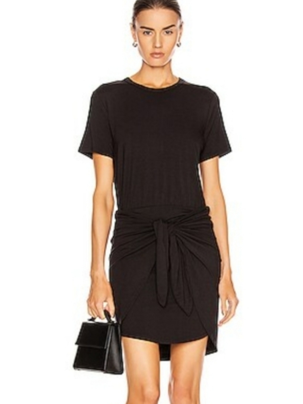 Veronica Beard Bernice Dress Cover-Up Tie Front Jersey Small Nwot Black